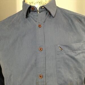 Mr. Bowerbird Shirt Mens M Blue Tailored Bird Logo Indie High Street Stay Wild